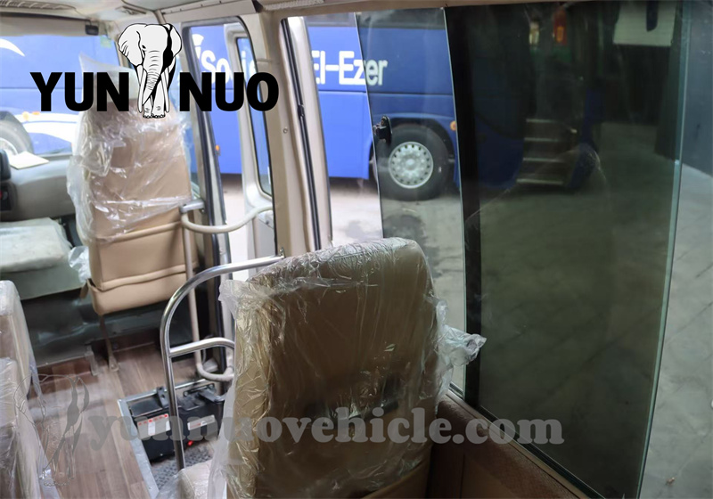 The used Toyota Coasters to be shipped to Africa have been refurbished.