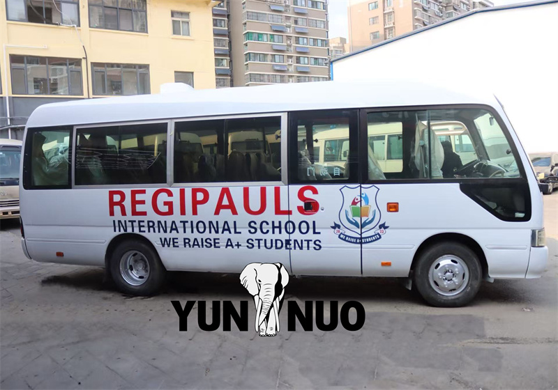 The used Toyota Coaster for the Ghanaian client has been refurbished